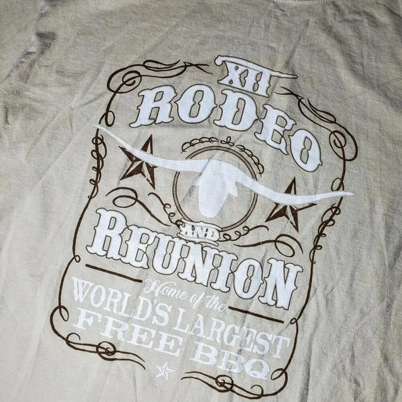 Gildan DryBlend Beige White and Brown Rodeo Crewneck T-Shirt Men's Size Large - Picture 4 of 11